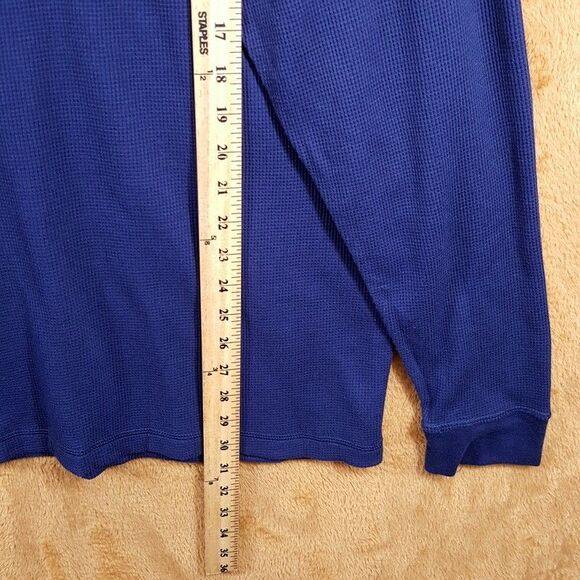 CLUB ROOM Shirt Mens XL Blue Pullover Crew Waffle Thermal Long Sleeve - Picture 5 of 6